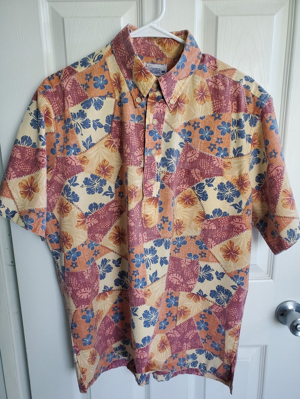 Vintage REYN SPOONER Half Button Popover Reverse Print Shirt Men's Size Large